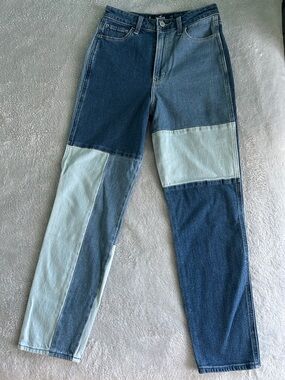 Hollister Denim Patchwork Ultra High-Rise Mom Jean Vintage Stretch 1R W25 L27